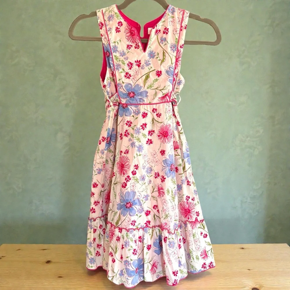 VTG Emily West Girl's Sz 14 Floral Prairie Midi Dress 70s Style Belted EUC Lined - Picture 1 of 12